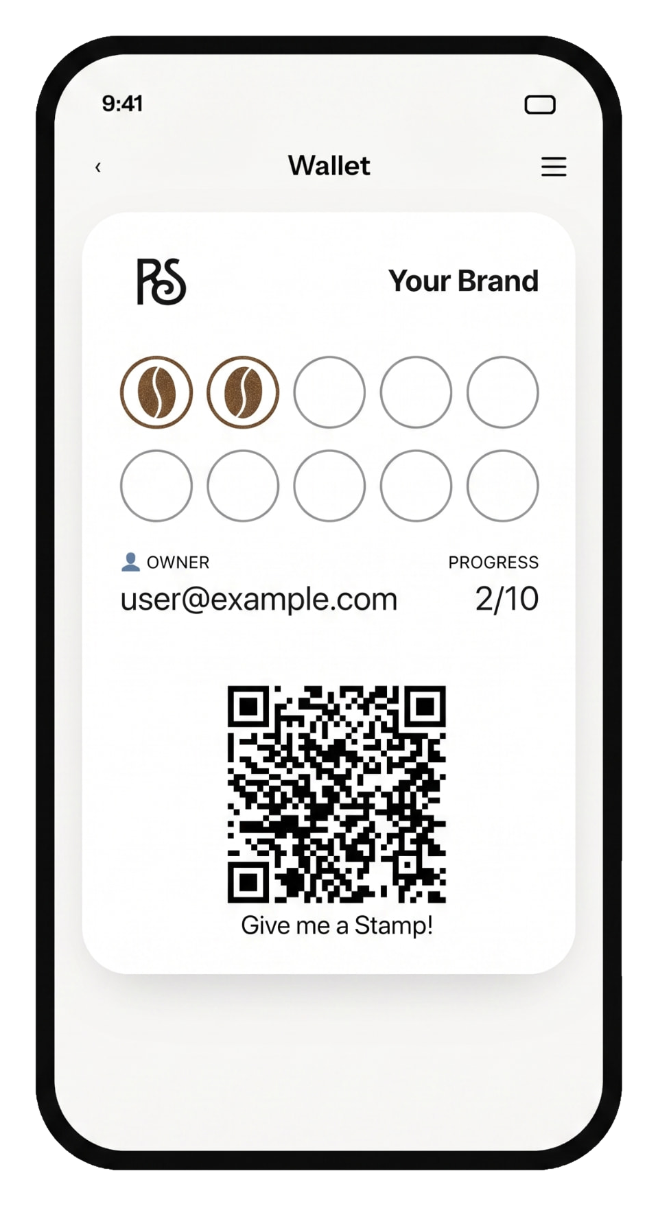 Carta fedeltà digitale Swapstamp in Apple Wallet con timbri caffè